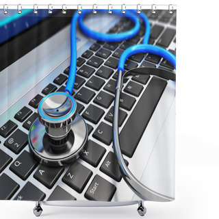 Personality  Stethoscope On Laptop Keyboard Shower Curtains