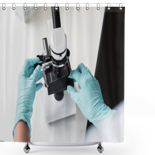 Personality  Scientist Working With Microscope  Shower Curtains