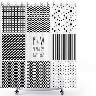 Personality  Seamless Black And White Geometric Background Set. Shower Curtains