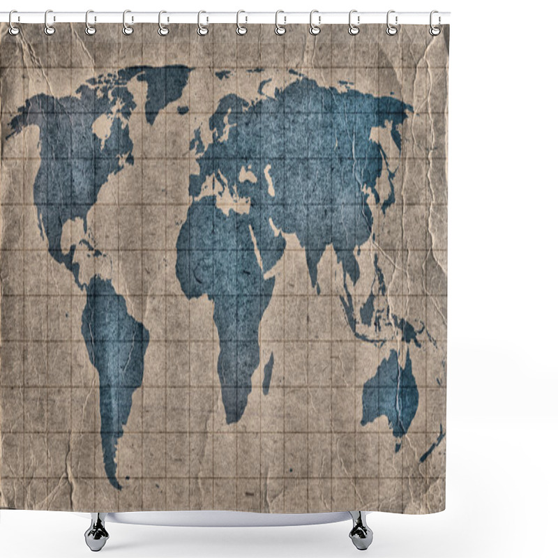 Personality  Grunge World Map Shower Curtains