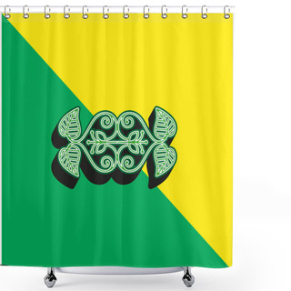 Personality  Beautiful Floral Design Green And Yellow Modern 3d Vector Icon Logo Shower Curtains