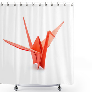 Personality  Red Origami Crane Shower Curtains