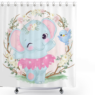 Personality  Adorable Animals Illustration In Watercolor For Personal Project Shower Curtains
