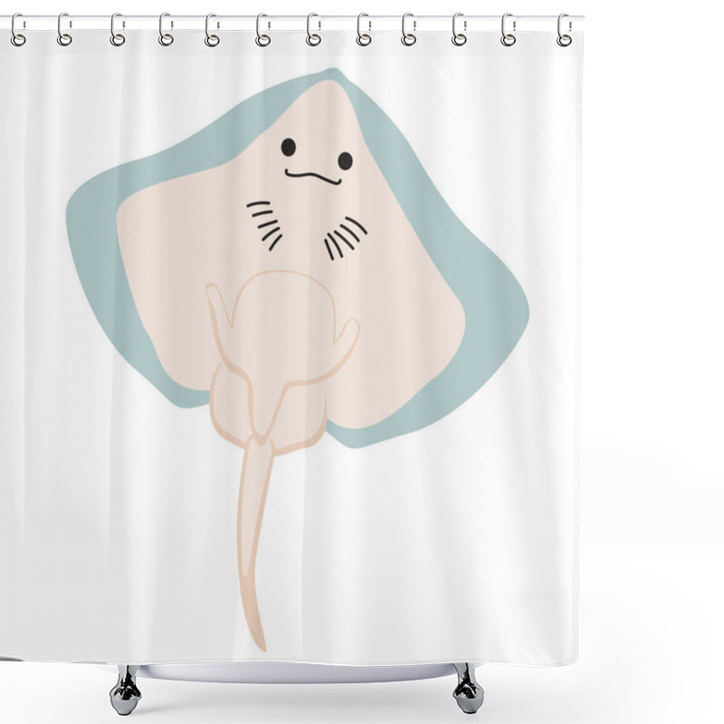 Personality  Vector Illustration Of Cute Ray Stingray Cartoon Character Isolated On White Background Shower Curtains