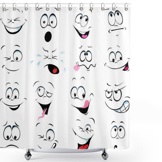 Personality  Illustration Of Cartoon Faces On A White Background Shower Curtains