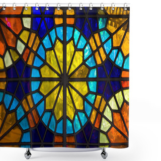 Personality  Closeup Detail Of The Colorful Stained Glass Window Shower Curtains