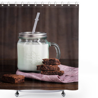 Personality  Milk And Homemade Brownie Cakes Shower Curtains
