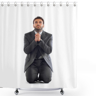 Personality  Businessman Pleads In The Kneeling Shower Curtains