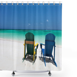 Personality  Colorful Lounge Chairs At Caribbean Beach Shower Curtains