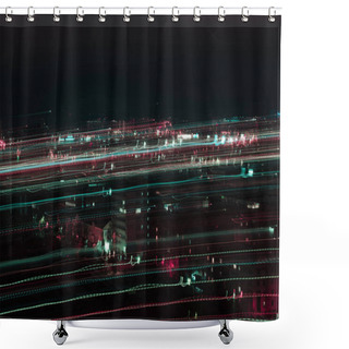 Personality  Long Exposure Of Night Cityscape With Blurred Bright Illumination Shower Curtains