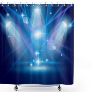 Personality  Magic Spotlights With Blue Rays And Glowing Effect Shower Curtains
