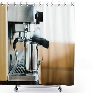 Personality  Cooking Coffee On Modern Espresso Machine Shower Curtains