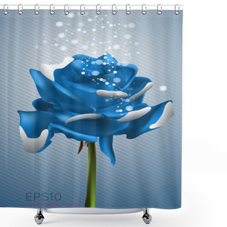 Personality  Beautiful Blue Rose, Vector Illustration Shower Curtains