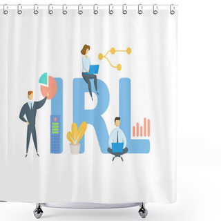 Personality  IRL, In Real Life. Concept With Keyword, People And Icons. Flat Vector Illustration. Isolated On White. Shower Curtains