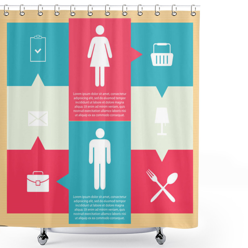 Personality  Set Of Icons On A Theme Communication. A Vector Illustration Shower Curtains