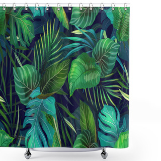 Personality  Dark Pattern With Exotic Leaves Shower Curtains