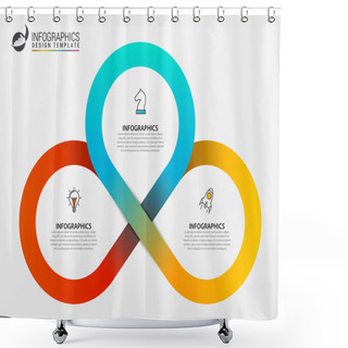 Personality  Infographic Design Template. Creative Concept With 3 Steps Shower Curtains