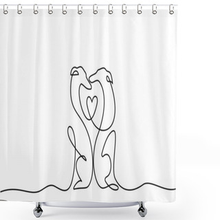 Personality  Two Lovely Greyhounds Silhouette. Continuous One Line Drawing. Shower Curtains