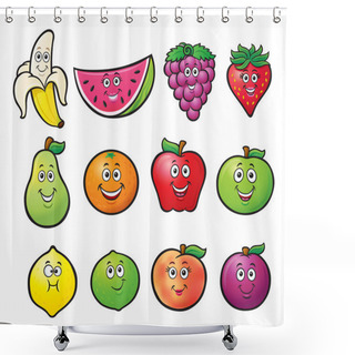 Personality  Twelve Cartoon Fruit Characters Shower Curtains