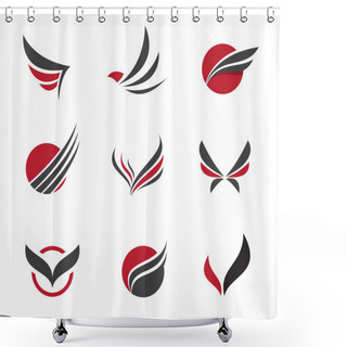Personality  Black Vector Set Of Wing Symbols For Travel Agency And Little Paradise Holiday Shower Curtains