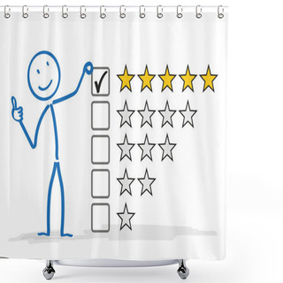Personality  Stickman 5 Stars Rating Shower Curtains