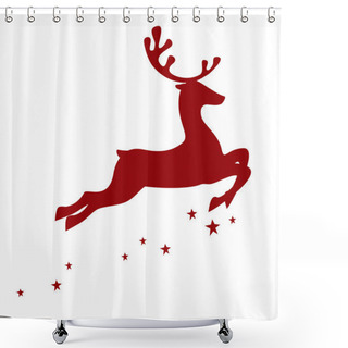 Personality  Red Reindeer On White Background Shower Curtains