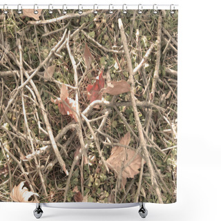 Personality  Realistic Hunting And Military Camouflage Print. Branches, Grass And Leaves. Seamless Pattern.                 Shower Curtains