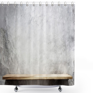 Personality  Wooden Shelves And Stone Wall Shower Curtains