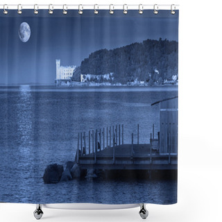 Personality  Miramare Castle On A Full Moon Night Shower Curtains