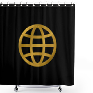 Personality  Big Globe Gold Plated Metalic Icon Or Logo Vector Shower Curtains