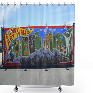 Personality  Mural Art At The Coney Art Walls In Coney Island Section Of Brooklyn Shower Curtains