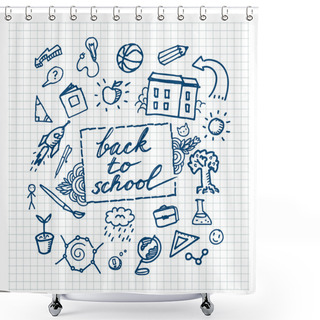 Personality  Hand Drawn School Supplies Shower Curtains
