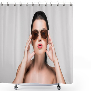 Personality  Beautiful Woman In Sunglasses Shower Curtains