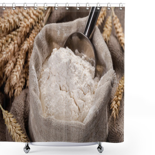 Personality  Flour In A Bag On The Table And Spikelets Shower Curtains