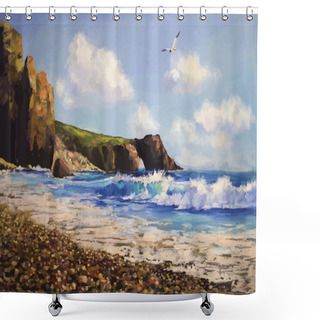 Personality  Sea Landscape With Seagull Shower Curtains