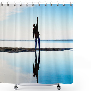 Personality  Persons And Reflection In Water. Shower Curtains