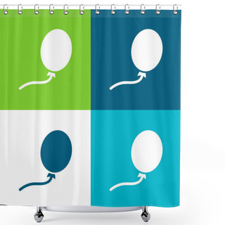 Personality  Balloon Black Oval Shape Flat Four Color Minimal Icon Set Shower Curtains