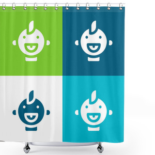 Personality  Baby Flat Four Color Minimal Icon Set Shower Curtains