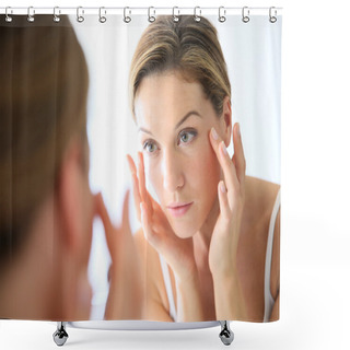 Personality  Woman Applying Cream Shower Curtains