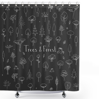 Personality  Hand Drawn Doodle Trees And Forest Shower Curtains