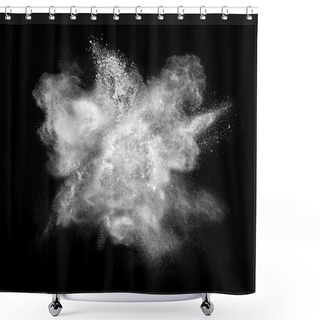 Personality  White Powder Explosion Isolated On Black Shower Curtains