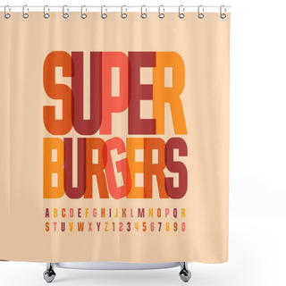 Personality  Vector Modern Logo Super Burgers. Bright Trendy Alphabet Letters And Numbers. Creative Uppercase Font Shower Curtains