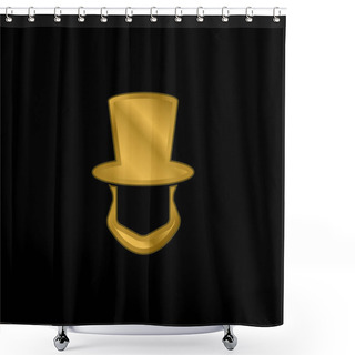 Personality  Abraham Lincoln Hat And Beard Shapes Gold Plated Metalic Icon Or Logo Vector Shower Curtains