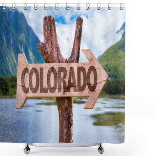 Personality  Colorado Wooden Sign Shower Curtains