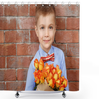 Personality  Boy With Bouquet Of Beautiful Flowers Shower Curtains