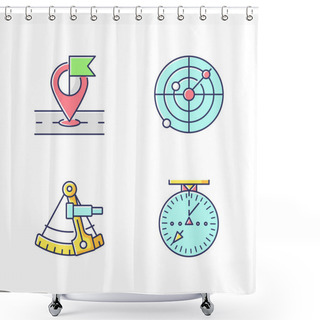 Personality  Navigation RGB Color Icons Set Shower Curtains