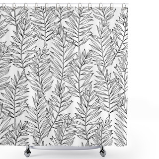 Personality  Vector Seamless Areca Palm Leaves Pattern. Exotic Foliage. Botanical Illustration. Black And White Shower Curtains