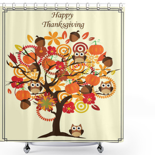 Personality  Vector Thanksgiving Day Tree Shower Curtains