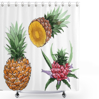 Personality  Exotic Pineapple Wild Fruit In A Watercolor Style Isolated. Shower Curtains