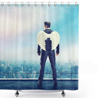 Personality  Businessman With Angel Wings Shower Curtains